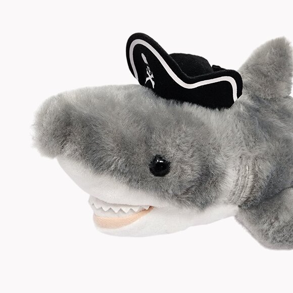 The Petting Zoo Pirate Shark Plush 16 Inch Stuffed Animal Gray Soft Toy Hat - Picture 2 of 7